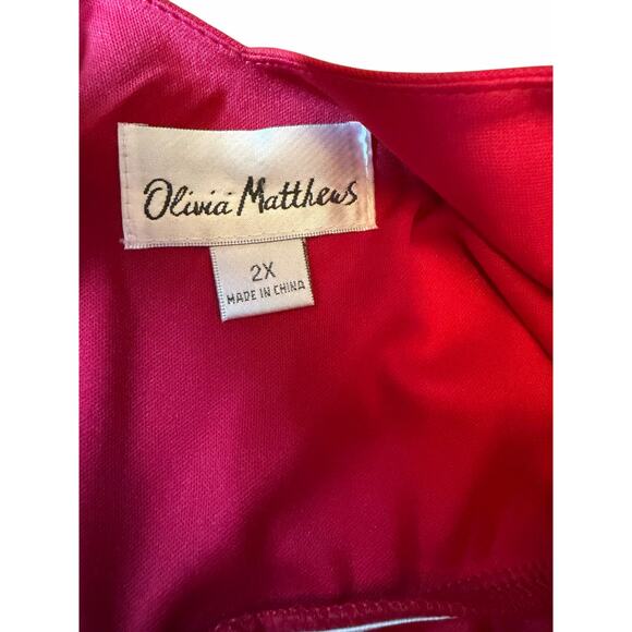 NWT Olivia Matthews Red Gown with Floral Embellishment - 2X - Picture 3 of 12